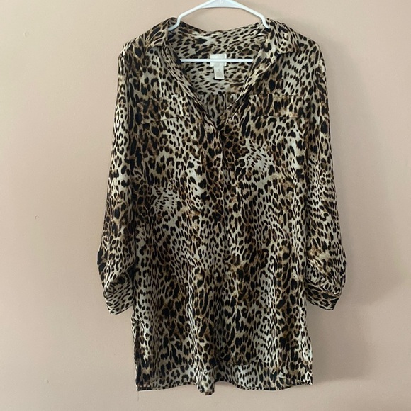 Chicos leopard print button down blouse - Picture 1 of 5